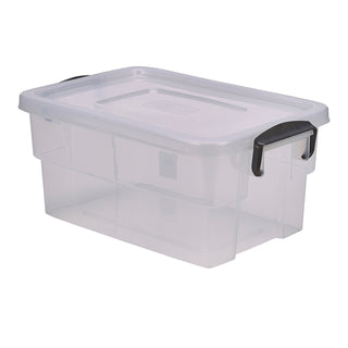 Plastic Polypropylene Storage Box 13L/20L/38L with Clip Handles – Clear Durable Stackable Containers for Home & Catering Use Pack of 4