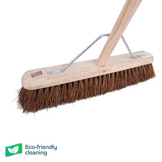 Wooden Platform Broom Stiff Bristle 18" With Metal Stay & 55" Handle