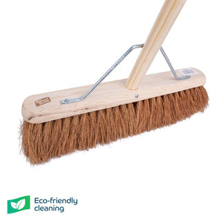 Wooden Platform Broom Soft Bristle 18" With Metal Stay & 55" Handle