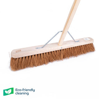 Wooden Platform Broom Soft Bristle 24" With Metal Stay & 55" Handle