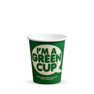 Pack Of 1000 8oz Single Wall "I'm a Green Cup" Hot BioCups