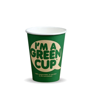 Pack Of 1000 12oz Single Wall "I'm a Green Cup" Hot BioCups