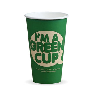 Pack Of 1000 16oz Single Wall "I'm a Green Cup" Hot BioCups