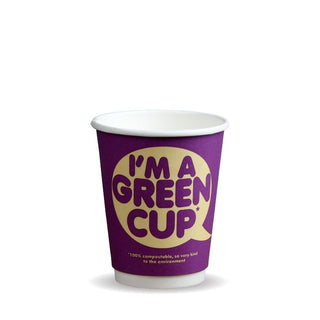 Pack Of 500 8oz Double Wall "I'm a Green Cup" Hot BioCups