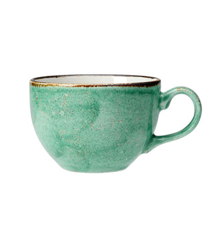 Craft Aqua Low Cup Golden Rim Ceramic Coffee Cups - 3oz, 8oz | Set of 12