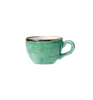 Craft Aqua Low Cup Golden Rim Ceramic Coffee Cups - 3oz, 8oz | Set of 12
