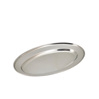 Stainless Steel Oval Flat 20–40.5cm – Polished Metal Serving Trays for Food Display & Catering Service