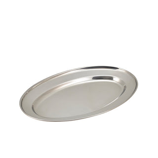 Stainless Steel Oval Flat 20–40.5cm – Polished Metal Serving Trays for Food Display & Catering Service
