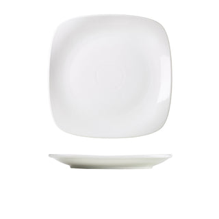 Porcelain Rounded Square Plate – White Vitrified Contemporary Dining & Serving Tableware Various Sizes Pack of 6