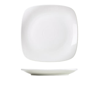 Porcelain Rounded Square Plate – White Vitrified Contemporary Dining & Serving Tableware Various Sizes Pack of 6