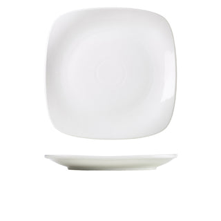Porcelain Rounded Square Plate – White Vitrified Contemporary Dining & Serving Tableware Various Sizes Pack of 6