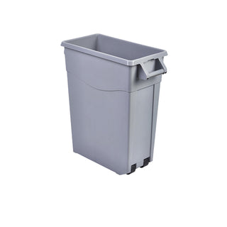 Grey Slim Recycling Bin 65L 58.5x29x67cm Pack of 1 Polypropylene Durable Waste Container Perfect for Office Kitchen