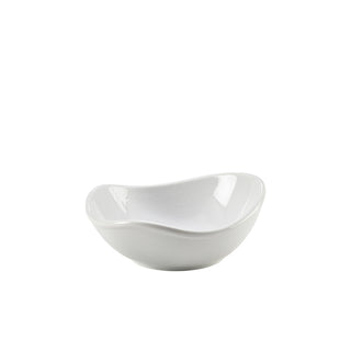 30cl White Porcelain Organic Triangular Bowl for Dessert, Pasta, Salad - Microwave Safe - Pack of 6