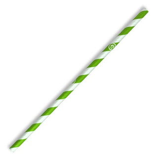 Pack Of 2500 8mm Regular Green Stripe BioStraw