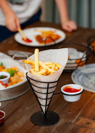 French Fry Cone With Ramekin Holder Black Wire