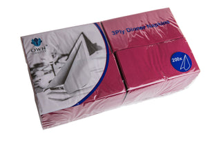 Pack Of 1000 Burgundy 3ply 8 Fold Dinner Napkins 40cm x 40cm