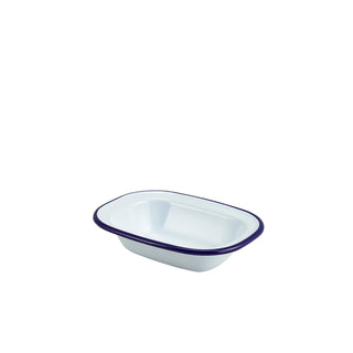Rectangular Pie Dish 16/18/20cm White and Blue Enamel-Coated Steel Baking Serving Set 12