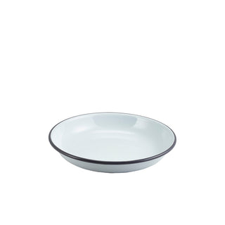 Enamel Steel Rice & Pasta Plates in Black, White & Colour-Rim Variants – 20/24cm - Pack of 12