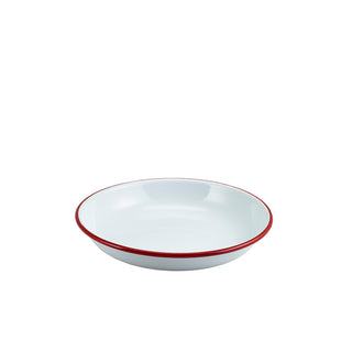 Enamel Steel Rice & Pasta Plates in Black, White & Colour-Rim Variants – 20/24cm - Pack of 12
