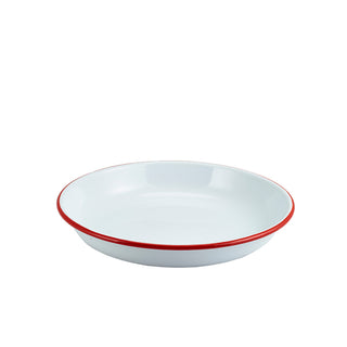 Enamel Steel Rice & Pasta Plates in Black, White & Colour-Rim Variants – 20/24cm - Pack of 12
