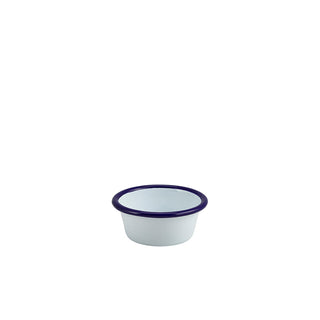Ramekin Bowl 7cm/8cm White with Blue/Grey/Red Enamel-Coating Steel Tableware Serving Set 12