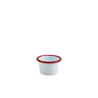 Ramekin Bowl 7cm/8cm White with Blue/Grey/Red Enamel-Coating Steel Tableware Serving Set 12