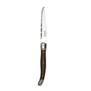Stainless Steel Steak Knives Pepper/Taupe/White Handles Laguiole Pack of 6 for Steak and Main Courses
