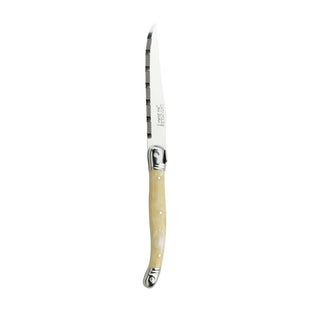 Stainless Steel Steak Knives Black/Ivory/Horn Handles Laguiole Pack of 6 for Steakhouse Service