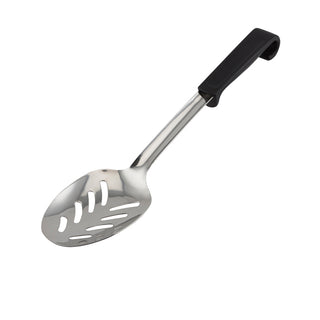 Stainless Steel Slotted Spoon - 34cm Length - Heat Resistant PP Plastic Handle, Hot Buffets, BBQ, Dinner Service
