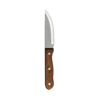 Tapered Serrated Steak Knife 12cm Stainless Steel Wood Handle for Home, Cetering Pack of 12