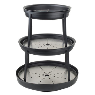 Black Metal 3 Tier Seafood Stand 31cm x 39.4cm Stainless Steel for Display & Buffet Stand 1Pcs