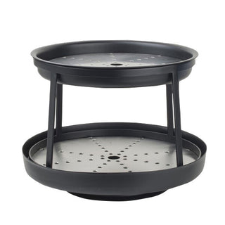 Black Metal 2 Tier Seafood Stand 31 x 23cm Stainless Steel for Table Top Food Buffet & Display 1Pcs