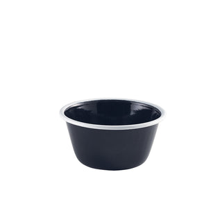 Black bowl with white rim