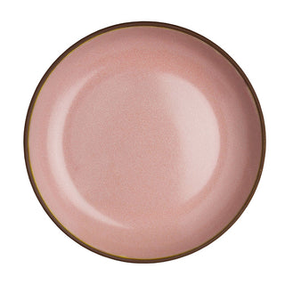 Spice Pink Peppercorn Deep Plates, Stoneware for Pasta Soup Serving Bowls, Pack of 12, (16x3cm, 22x4cm)