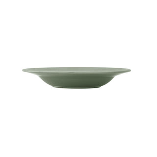 Concorde Fern Green Rim Soup Plate 24cm Porcelain for Dining, Starters, Desserts Serving Pack of 12