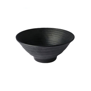 Zen Black Melamine Bowl 21 x 8cm for Sauce, Salad, Noodle Serving Pack of 6