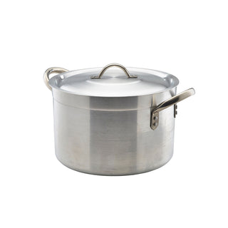 Aluminium Stewpan with Lid Premium Stockpot Casserole Handled Stew Pan Satin Finish - 5.5L/ 7L/ 11.5L/ 14L/ 18L/ 24.5L/ 34L/ 49L/ 65L