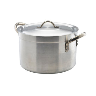 Aluminium Stewpan with Lid Premium Stockpot Casserole Handled Stew Pan Satin Finish - 5.5L/ 7L/ 11.5L/ 14L/ 18L/ 24.5L/ 34L/ 49L/ 65L
