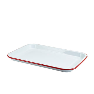 Heavy-Duty Enamel Steel Serving Tray for Catering, Buffet Display & Food Presentation – Pack of 6