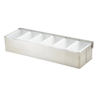 Rectangular Condiment Holders with Clear Hinged Lids 4/5/6 Compartment Stainless Steel Premium Caddy Server Garnish Holder