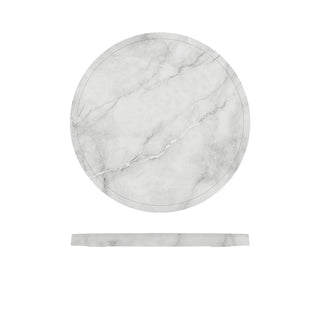 Melamine White Marble Agra Round Slab 28.5×1.75cm Buffer & Display Food 1 Piece