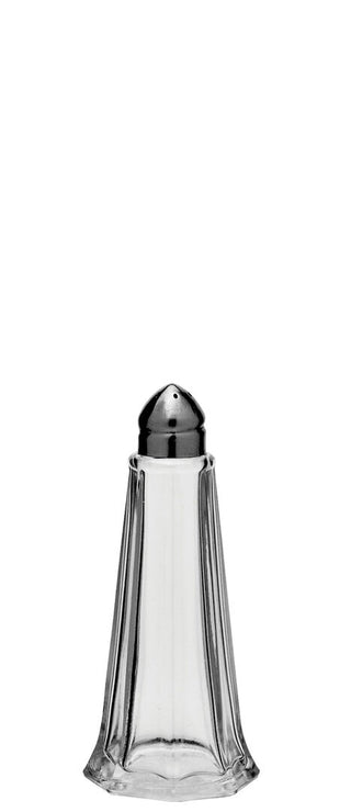 Soda Lime Glass Tall Salt/Pepper Pots with Stainless Steel Top Pack of 48 for Table Top