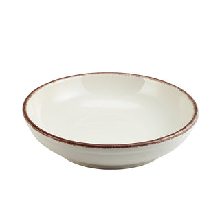 Stoneware Sereno Coupe Neutral White Bowl 23cm 1.3L Brown/Grey Edges Tableware Set of 6