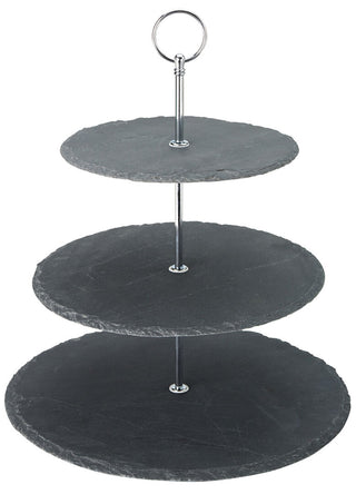 Slate 3 Tier Platter 30cm/25cm/20cm Multi Level Stand for Buffet Food Supplied 1Pcs