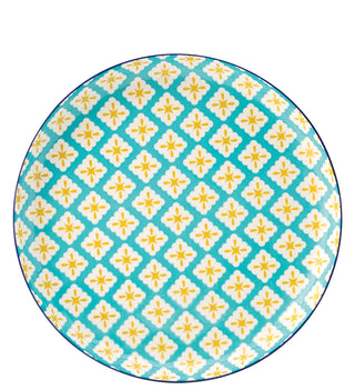 Porcelain Cadiz Blue and Yellow Plates 27cm Pack of 6 for Main Courses and Professional Service
