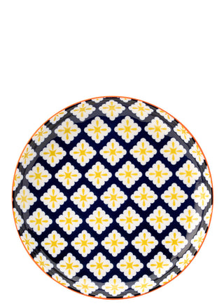 Porcelain Cadiz Blue and Orange Plates 20cm Pack of 6 for Table Presentation and Restaurant Dining