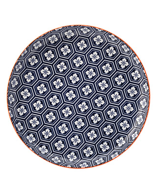 Porcelain Cadiz Blue and Orange Plates 27cm Pack of 6 for Main Dish Presentation and Catering Use
