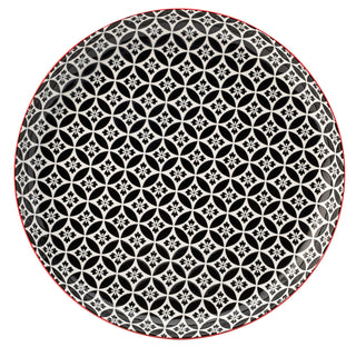 Porcelain Cadiz Red and Black Plates 27cm Pack of 6 for Bold Table Styling and Restaurant Dining