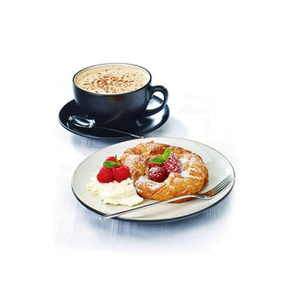 Black Stoneware Coffee Cups, Mugs & Saucers for Catering & Coffee Service - Barista Cafe Collection