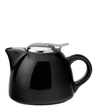 Porcelain Barista Teapot for Cafe & Hospitality Service, Stainless Steel Lid - 450ml (15oz) - Set of 6